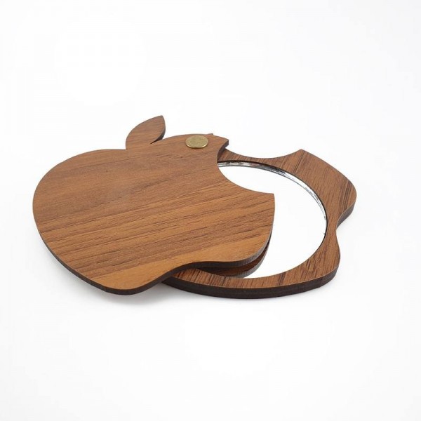 آینه جیبی چوبی مدل سیب