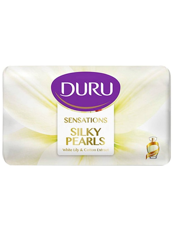 صابون آرایشی عصاره گل سوسن و پنبه دانه مدل Silky Pearls دورو 90 گرمی