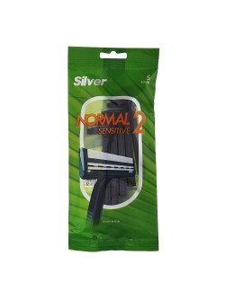 خودتراش چند بار مصرف 2 لبه مدل Normal 2 Sensitive سیلور بسته 5 عددی