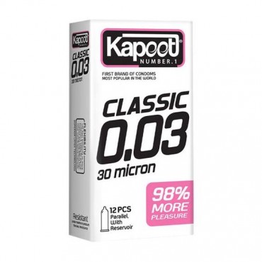 کاندوم مدل Classic 0.03 micron کاپوت بسته 12 عددی
