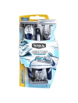 خودتراش مردانه 4 لبه مدل Quattro Titanium شیک بسته 3 عددی