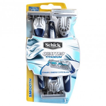خودتراش مردانه 4 لبه مدل Quattro Titanium شیک بسته 3 عددی