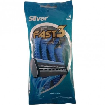 خودتراش 3 لبه مدل Fast 3 سیلور بسته 4 عددی
