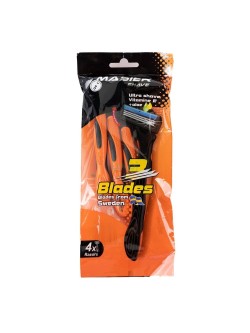 خودتراش 3 لبه نارنجی مشکی مستر شیو بسته 4 عددی