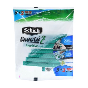 خودتراش یکبار مصرف 2 لبه مدل Exacta 2 Sensitive سبز شیک بسته 7 عددی