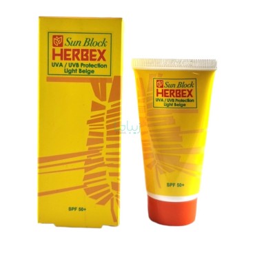 کرم ضد آفتاب +SPF50 رنگ بژ روشن مناسب پوست نرمال و چرب هربکس 50 میل