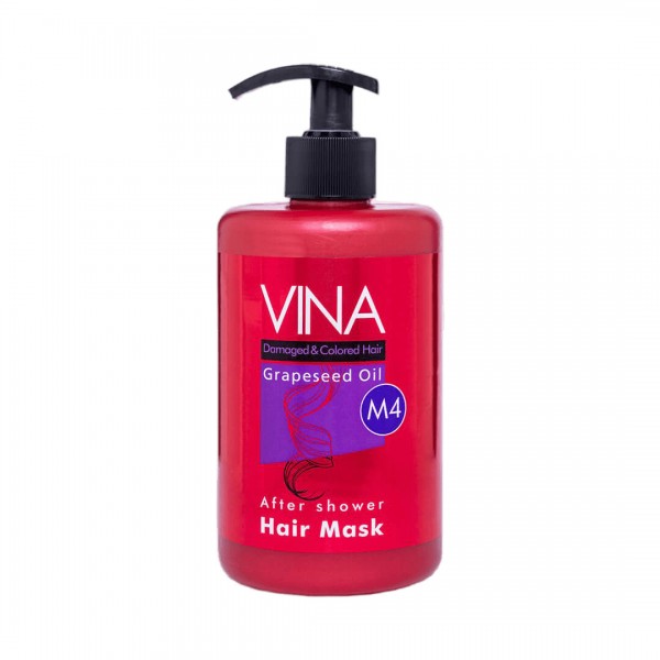 ماسک مو بدون آبکشی عصاره هسته انگور مناسب موهای آسیب دیده و رنگ شده کد M4 وینا 500 میل