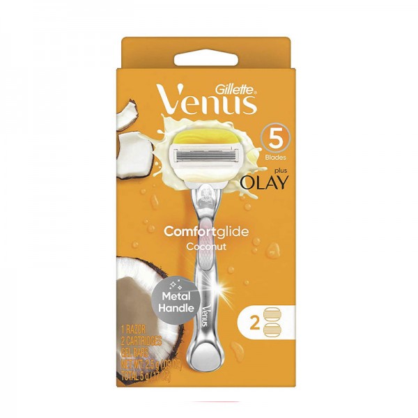 خود تراش زنانه 5 لبه مدل Venus Comfortglide Coconut ونوس ژیلت حاوی یک دسته و 2 یدک