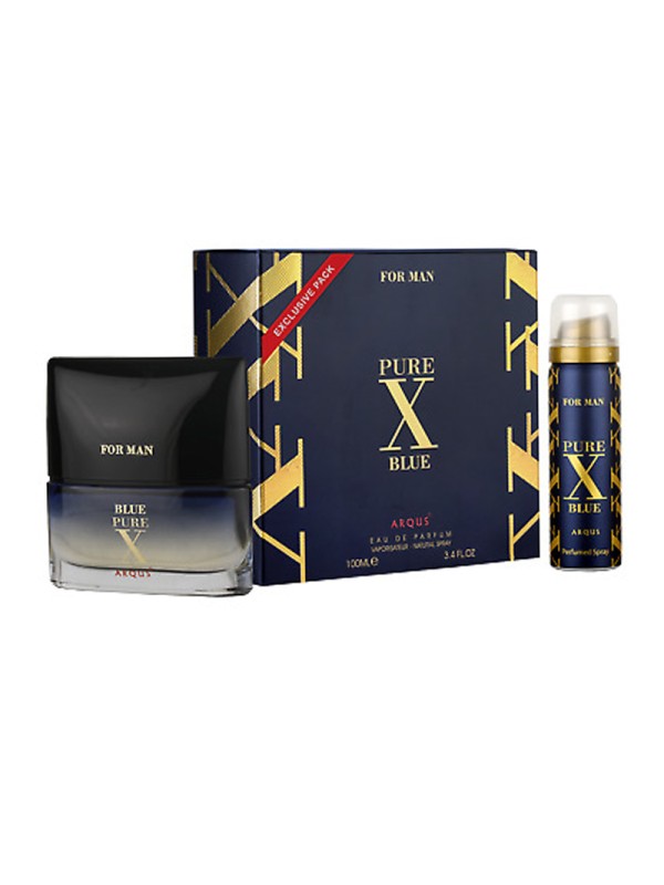 پک ادو پرفیوم مردانه همراه با اسپری مدل PURE X BLUE