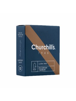 کاندوم نازک کلاسیک روان کننده وانیل مدل 1945 Ultra thin چرچیلز بسته 3 عددی