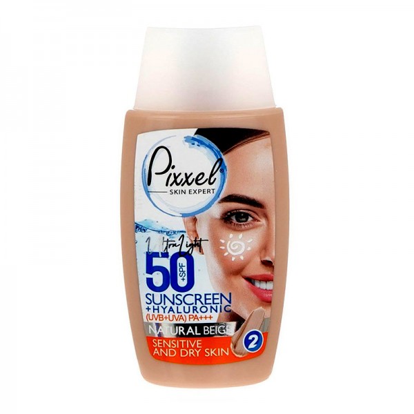 کرم ضد آفتاب SPF +50 مناسب پوست خشک و حساس مدل Natural Beige پیکسل 50 میل