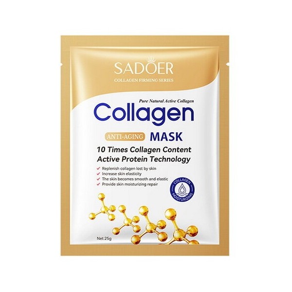ماسک صورت ورقه ای ضد چروک مدل کلاژن collagen سادور 25 گرم