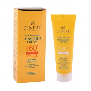 کرم ضد آفتاب SPF60 بدون رنگ انواع پوست سینره 50 میل