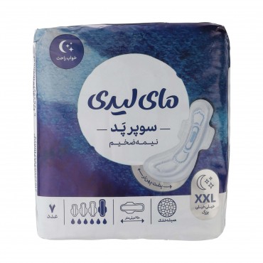 نوار بهداشتی بالدار سایز خیلی خیلی بزرگ XXL مدل سوپرپد نیمه ضخیم مای لیدی بسته 7 عددی