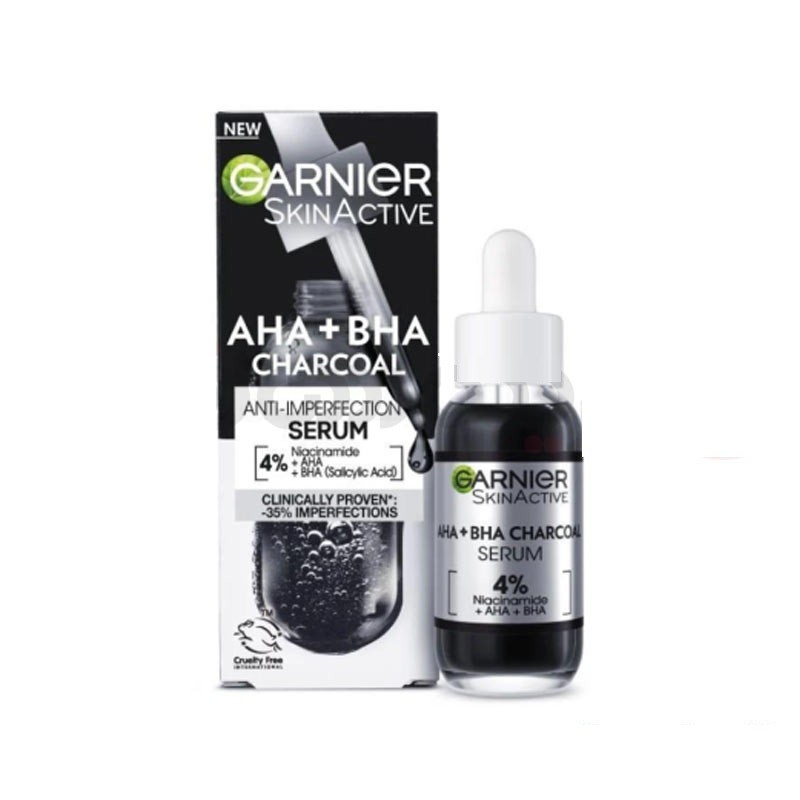 سرم صورت زغالی مدل AHA+BHA گارنیرِ 30 میل - نوع پوست نامشخص
