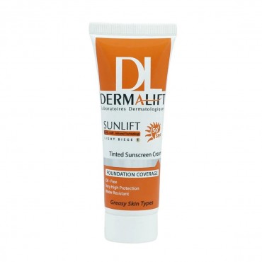 کرم ضد آفتاب SPF50+ رنگی بژ روشن شماره 1 مناسب پوست چرب درمالیفت 40 میل