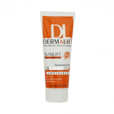 کرم ضد آفتاب SPF50+ بی رنگ مناسب پوست چرب درمالیفت 40 میل