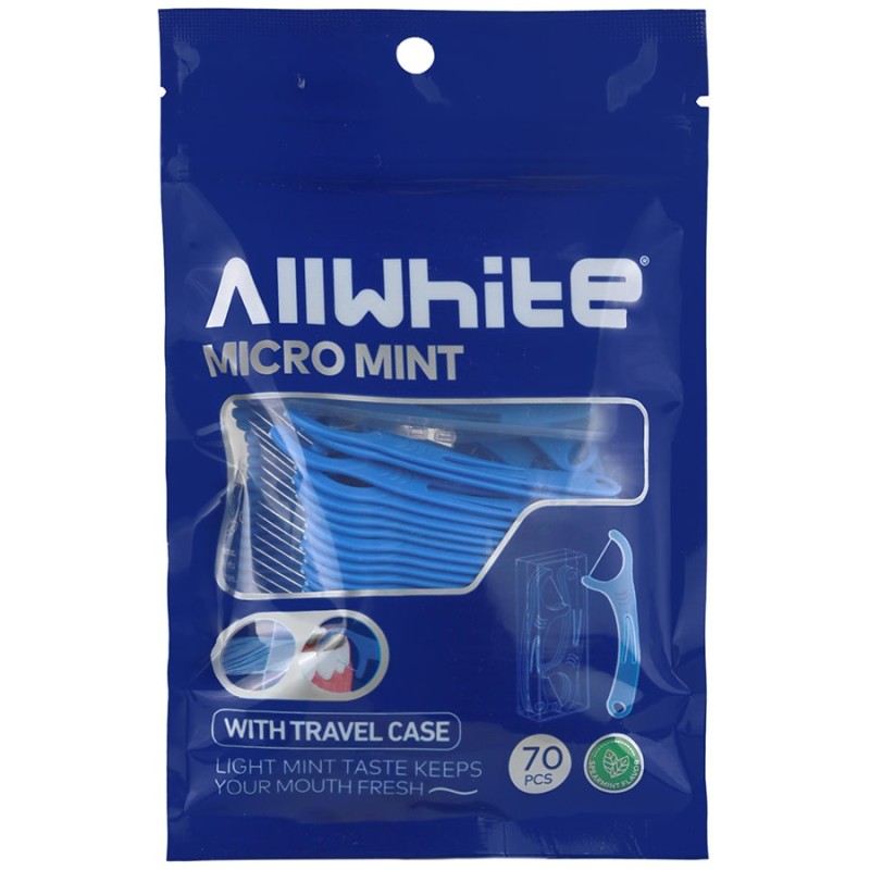 نخ دندان کمانی آل وایت مدل Micro Mint بسته 70 عددی