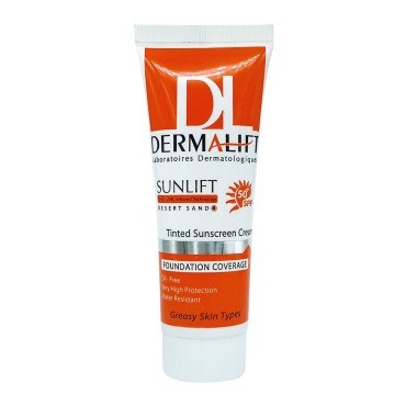 کرم ضد آفتاب SPF50+ رنگی شماره 4 مناسب پوست چرب درمالیفت 40 میل