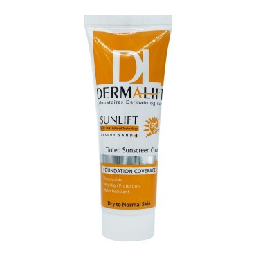 کرم ضد آفتاب SPF50+ رنگی شماره 4 مناسب پوست معمولی و خشک درمالیفت 40 میل