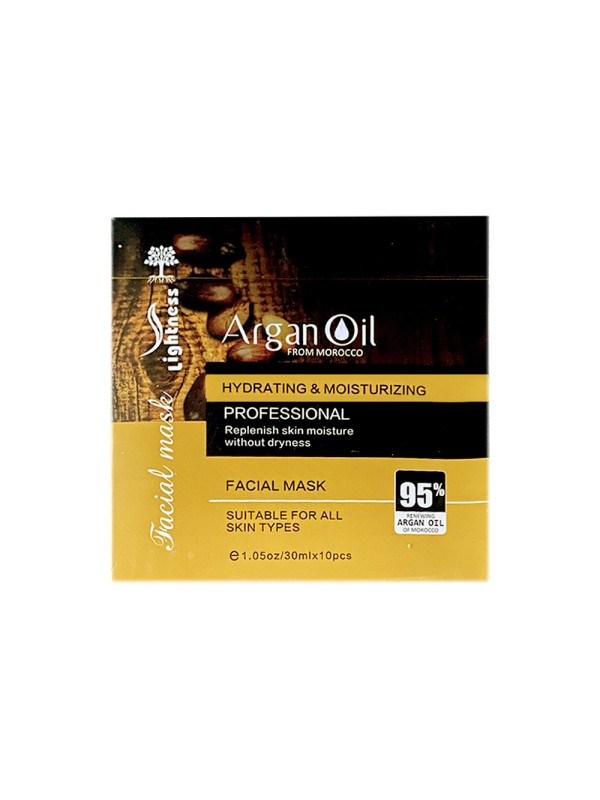 ماسک صورت ورقه‌ای مدل Argan Oil لایتنس بسته 10 عددی 300 میل