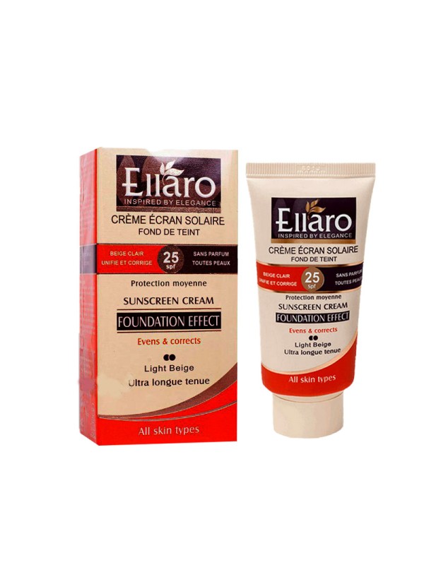 کرم ضد آفتاب SPF25 کرم پودری مناسب انواع پوست بژ روشن الارو 40 میل