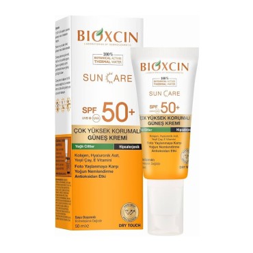 کرم ضد آفتاب بی رنگ بیوکسین +SPF50 مناسب پوست Oily چرب 50 میل