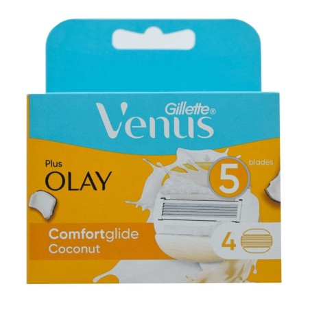 تیغ یدک زنانه 5 لبه ونوس ژیلت مدل Venus + Olay بسته 4 عددی