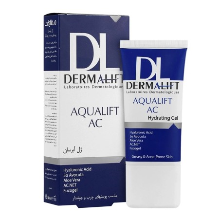 ژل آبرسان صورت درمالیفت مناسب پوست های چرب و جوش دار مدل Aqualift AC حجم 50 میل