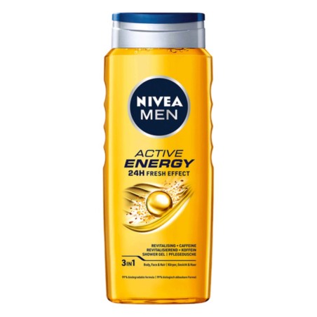 شامپو سر و بدن مردانه نیوآ Nivea مدل Active Energy (زرد) حجم 500 میلی لیتر