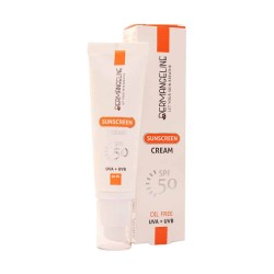 ضد آفتاب درم انجلین SPF50 بی رنگ مناسب انواع پوست حجم 50 میل