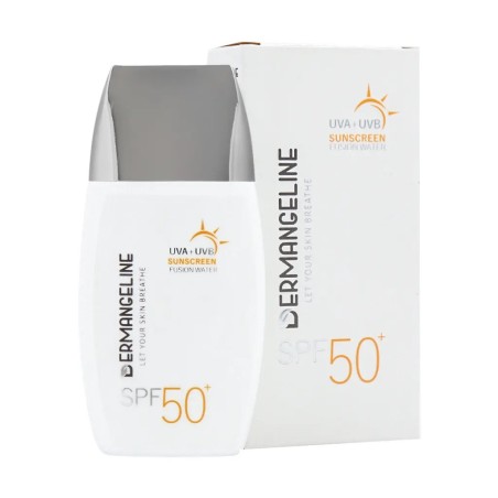 ضد آفتاب درم انجلین SPF50 فیوژن واتر بی رنگ مناسب انواع پوست حجم 50 میل