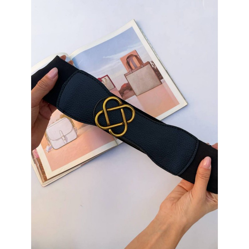 کمربند زنانه کشی پهن طرح چهارپر گره‌ای