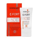 ضدآفتاب فلوئیدی درمالیفت SPF50  رنگ بژ روشن انواع پوست حاوی ویتامین C مدل C-Fort سی فوریت حجم 40 میل