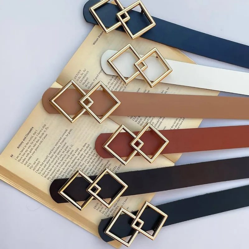 کمربند زنانه طرح دو مربع کد 35mm