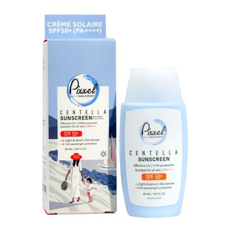 ضدآفتاب پیکسل SPF50 بی رنگ حاوی centella حجم 50 میل