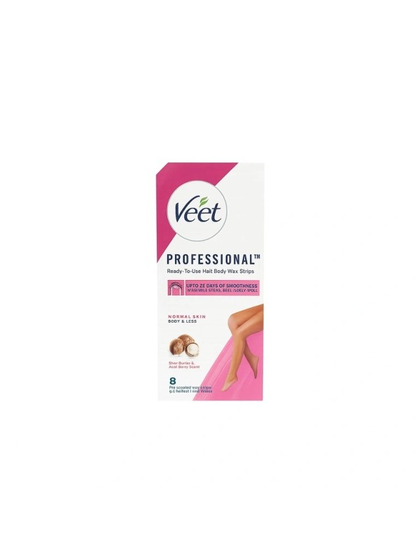 نوار موبر ورقه ای(چسب وکس) بدن و پا ویت VEET مدل NORMAL SKIN (صورتی-شی باتر) بسته ۸ عددی