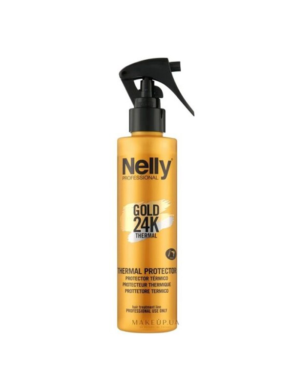 اسپری محافظت حرارتی مو نلی NELLY مدل GOLD 24K حجم 200 میلی لیتر