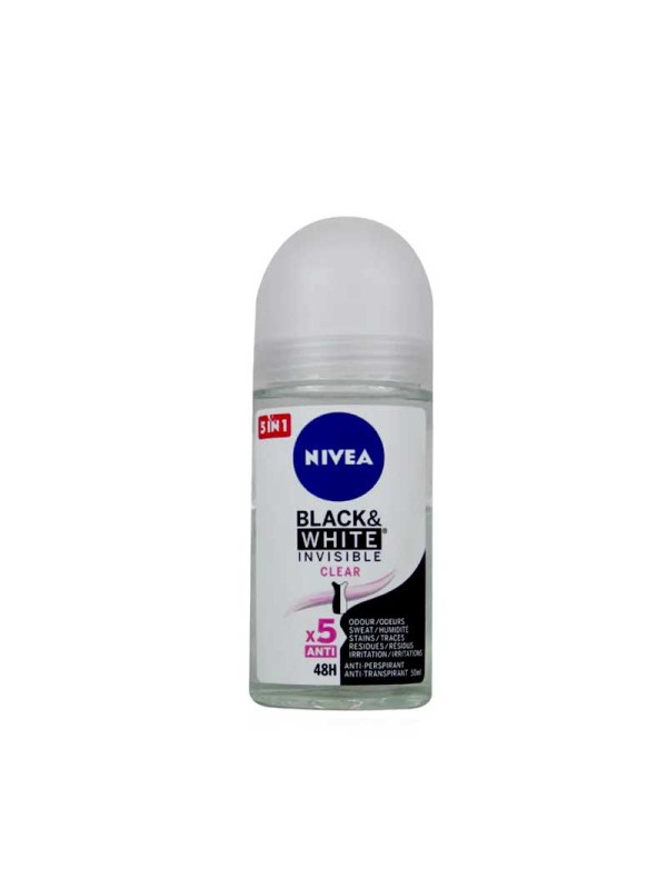 رول ضد تعریق زنانه نیوآ Nivea مدل Black and White Invsible Clear حجم 50 میلی لیتر