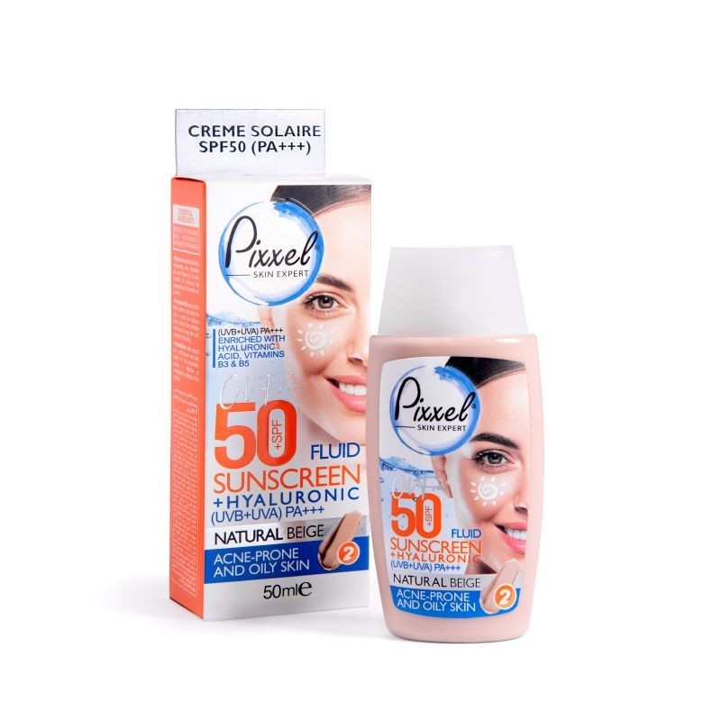 کرم ضد آفتاب پیکسل مدل بژ طبیعی پوست چرب حجم 50 میل
