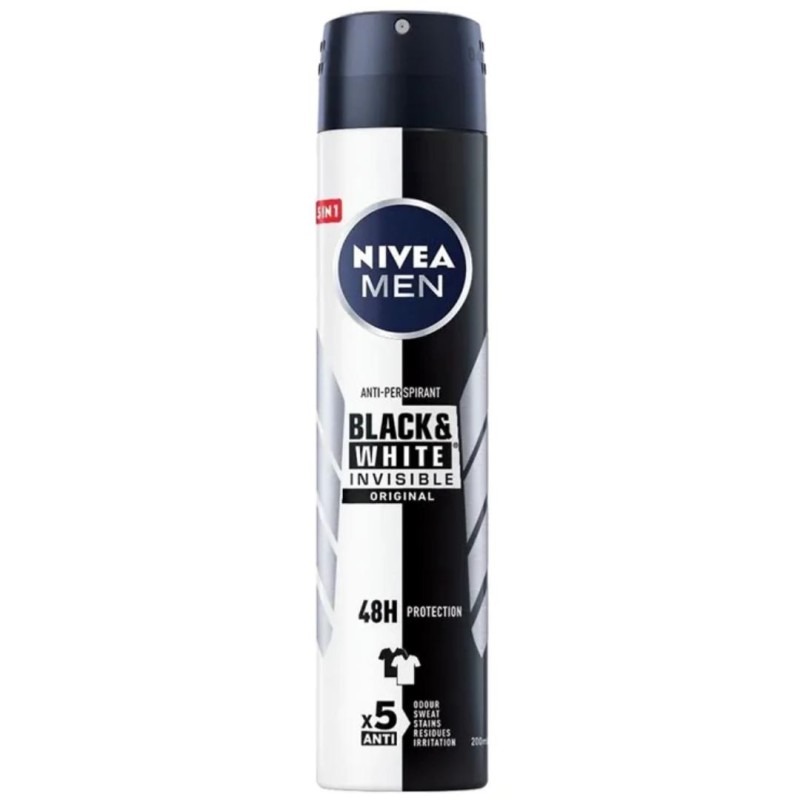 اسپری ضد تعریق مردانه نیوا NIVEA مدل BLACK & WHITE ORGINAL حجم 200 میلی لیتر