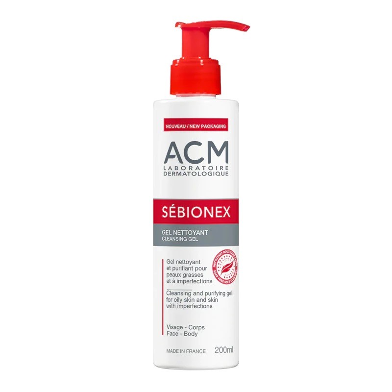 ژل شست و شوی صورت و بدن ضد لک ای سی ام ACM مدل SEBIONEX حجم 200 میلی لیتر