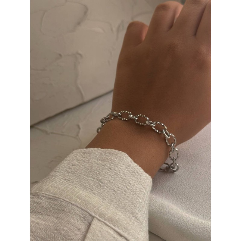دستبند زنانه زنجیر تیفانی - رنگ نقره ای