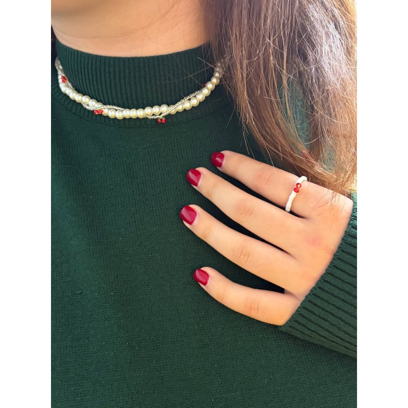 انگشتر زنانه طرح گیلاسی