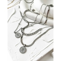 گردنبند زنانه طرح دولاین الیزابت - رنگ نقره ای