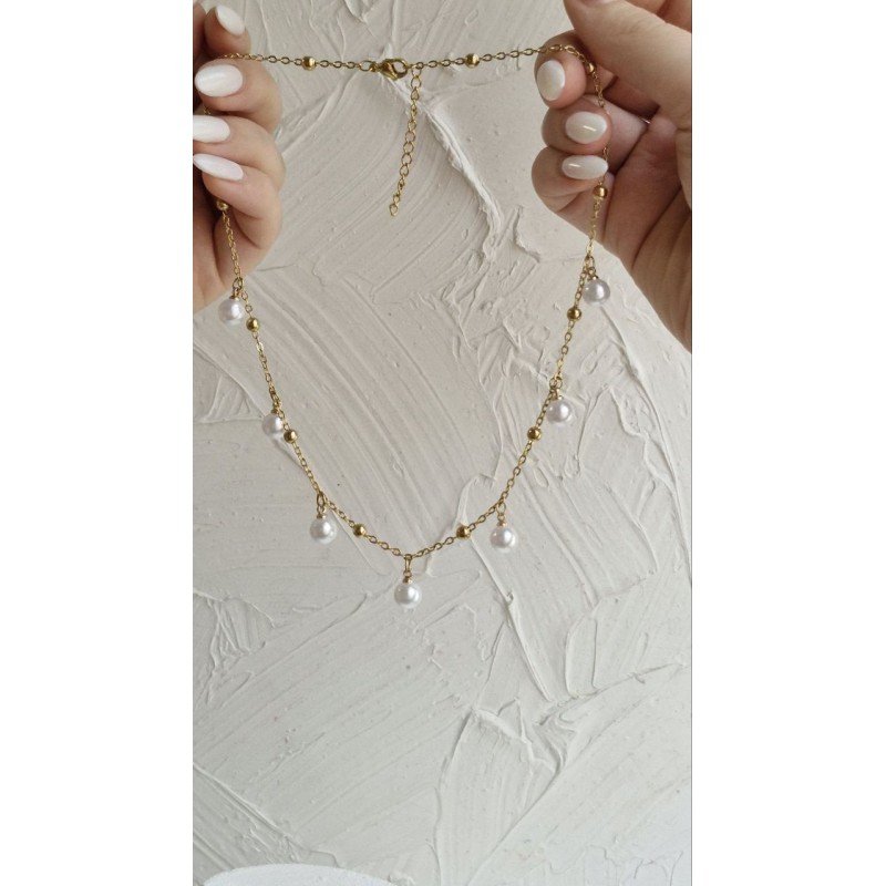 گردنبند زنانه طرح گوی و مروارید