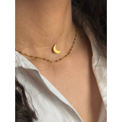 گردنبند زنانه دو لاین طرح ماه