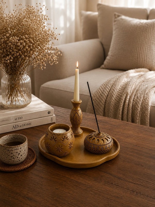 ست جائودی و دو جاشمعی طرح ترنج (4 تکه)