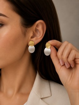 گوشواره زنانه طرح پلاک آینه ای