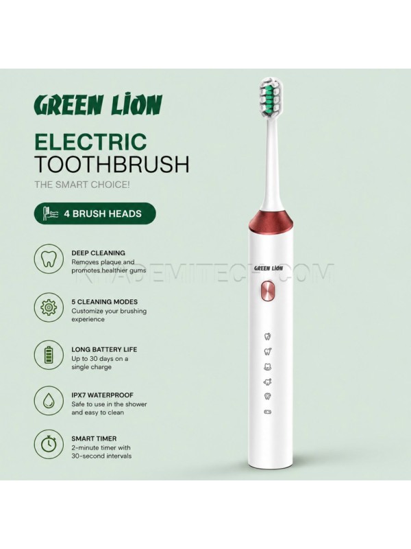 مسواک برقی گرین لاین مدل GREEN LION GNELETBWH TOOTHBRUSH سفید